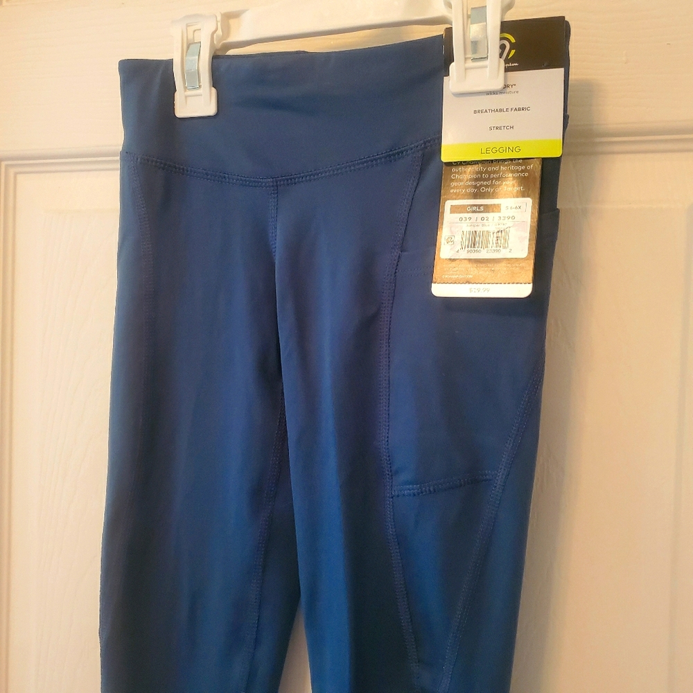 NWT C9 champion girls blue athletic leggings sizeS